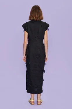 Kjoler<BITTE KAI RAND Airy linen lang kjole BLACK