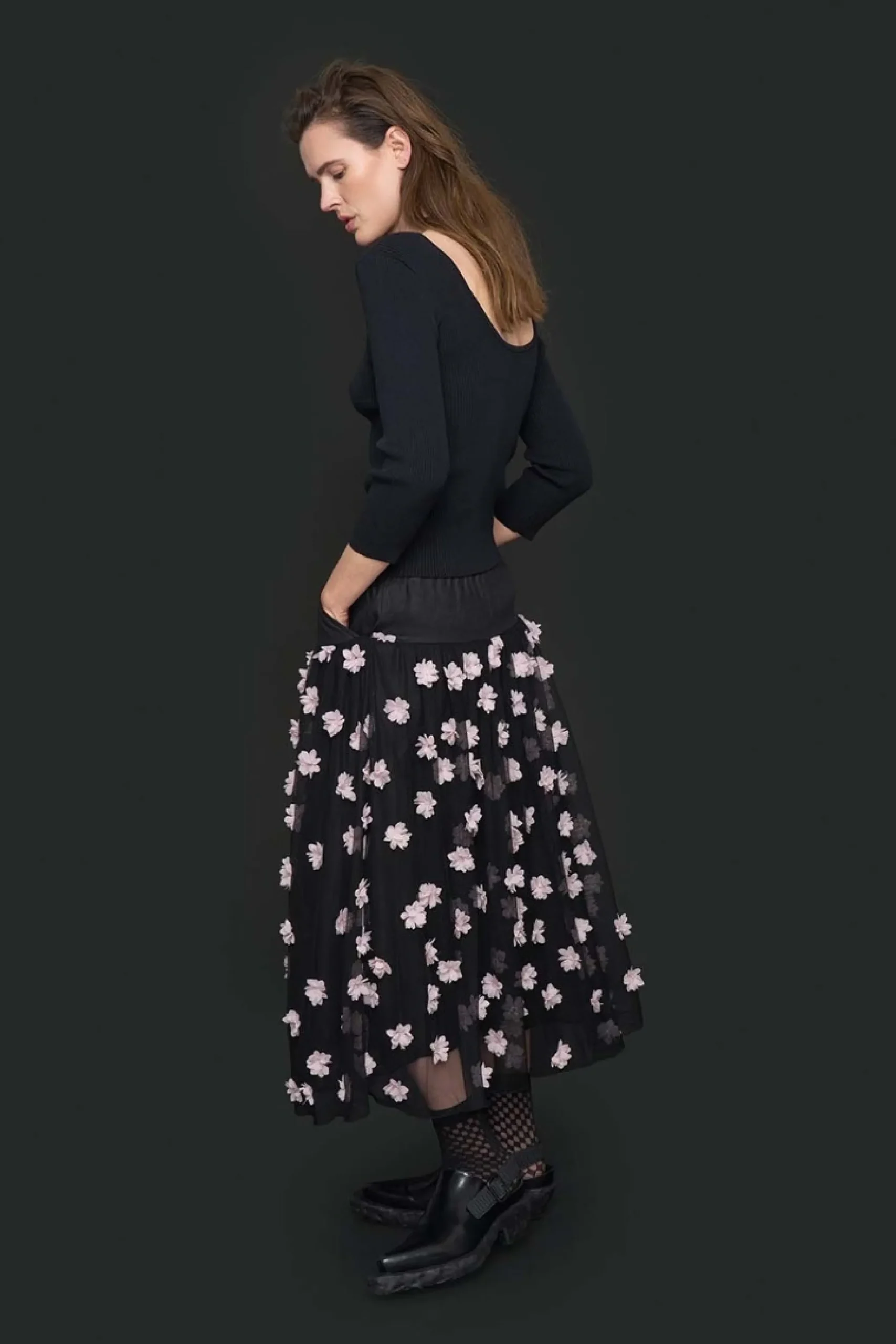 Bluser<BITTE KAI RAND Bloom bluse med 3/4 ærme BLACK