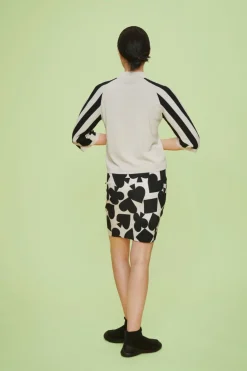 Bluser<BITTE KAI RAND Bloom knit højhalset bluse IVORY/BLACK