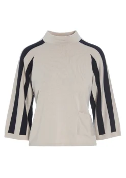 Bluser<BITTE KAI RAND Bloom knit højhalset bluse IVORY/BLACK