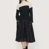 Bluser | Strik<BITTE KAI RAND Bloom rib bluse BLACK/IVORYBLOCK
