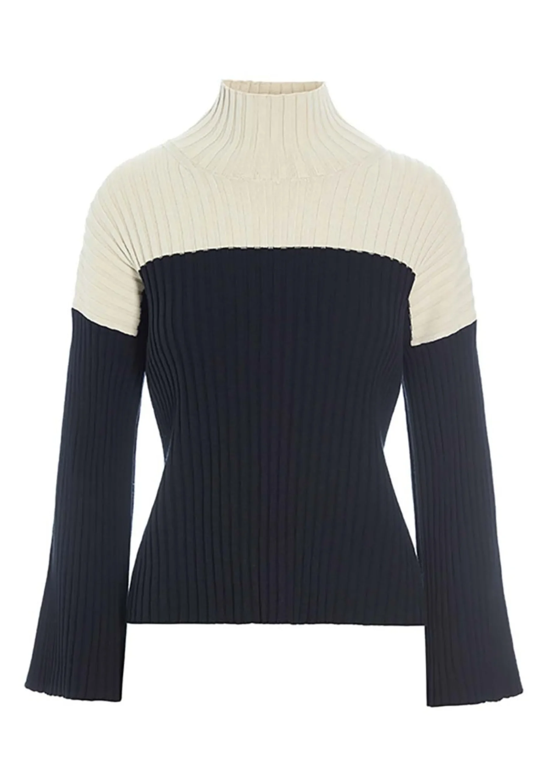Bluser | Strik<BITTE KAI RAND Bloom rib bluse BLACK/IVORYBLOCK