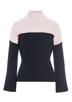 Bluser | Strik<BITTE KAI RAND Bloom rib bluse BLACK/IVORYBLOCK