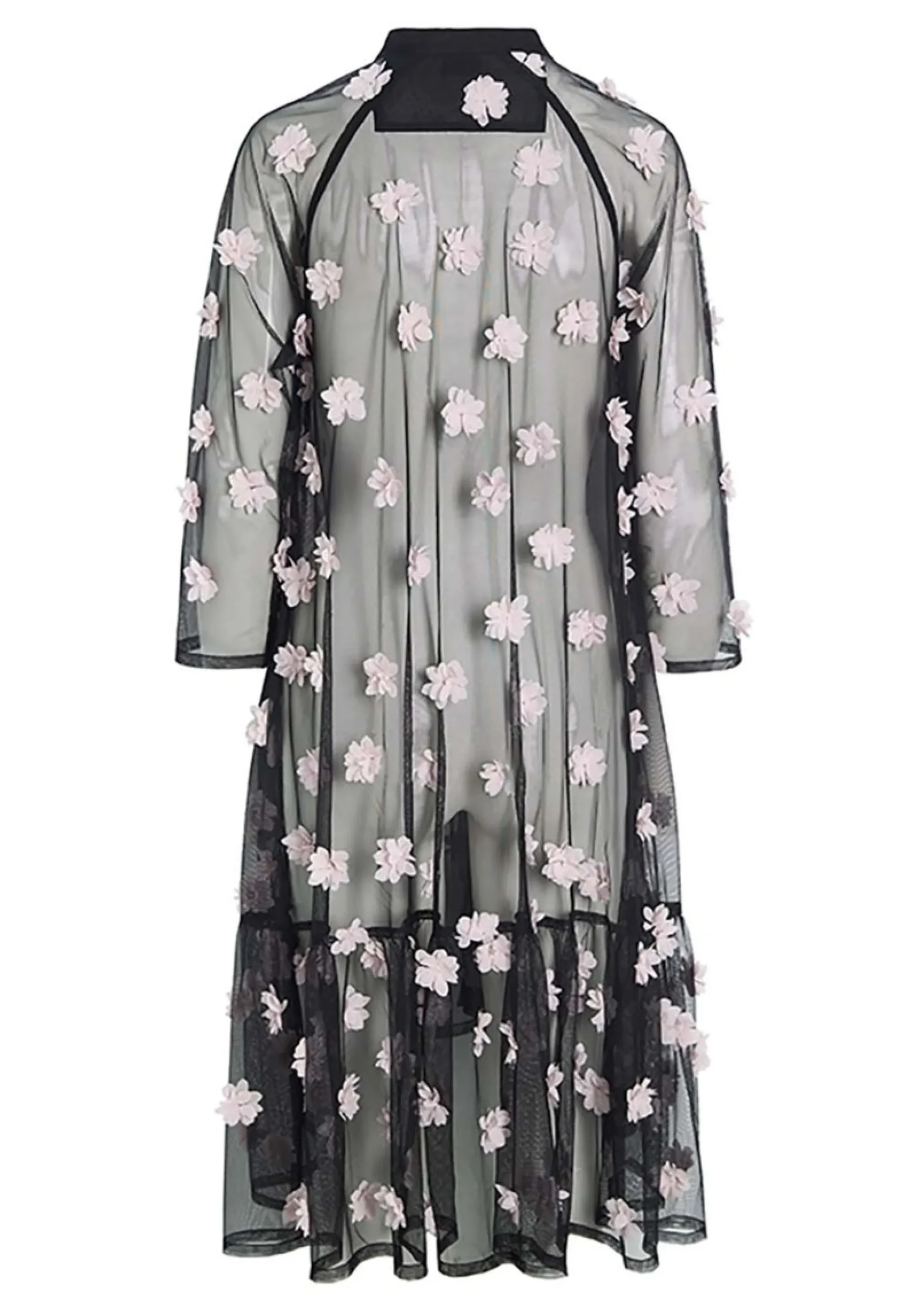 Kjoler<BITTE KAI RAND Blossom mesh kjole BLACK/PALEPINKFLOWER