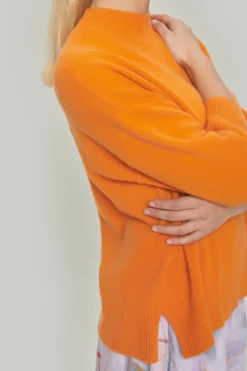 Bluser | Strik<BITTE KAI RAND Cloud cashmere bluse med rund hals SUNSETORANGE