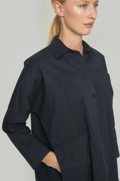 Kjoler<BITTE KAI RAND Core cotton skjortekjole BLACK