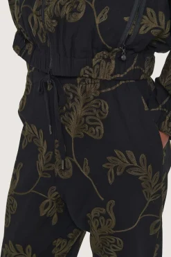 Bukser | Bukser<BITTE KAI RAND Embroidered leaf bukser BLACK/BLACKLEAF