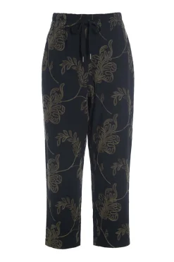 Bukser | Bukser<BITTE KAI RAND Embroidered leaf bukser BLACK/BLACKLEAF