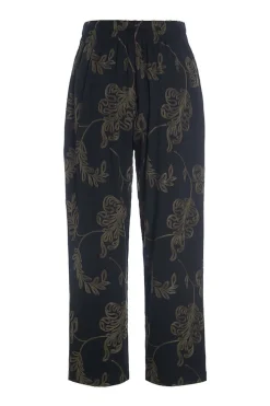 Bukser | Bukser<BITTE KAI RAND Embroidered leaf bukser BLACK/BLACKLEAF