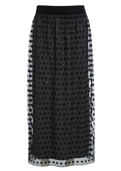 Nederdele<BITTE KAI RAND Embroidery mesh nederdel BLACK/IVORY