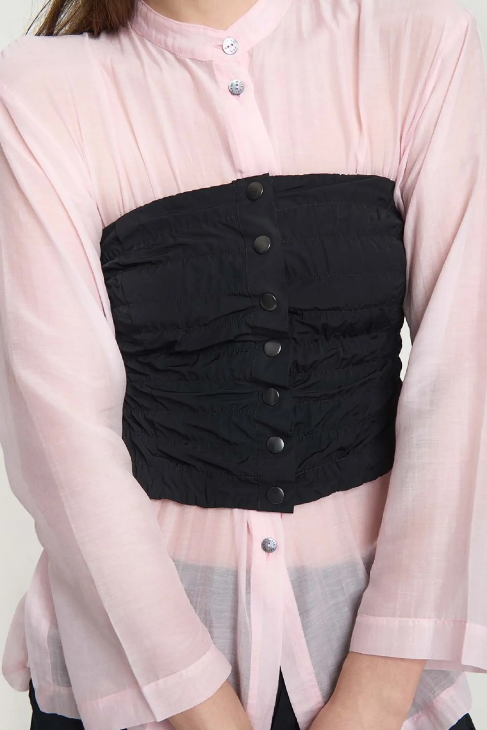 Accessories | T-shirts & Toppe<BITTE KAI RAND Fukkura poplin corsage top BLACK