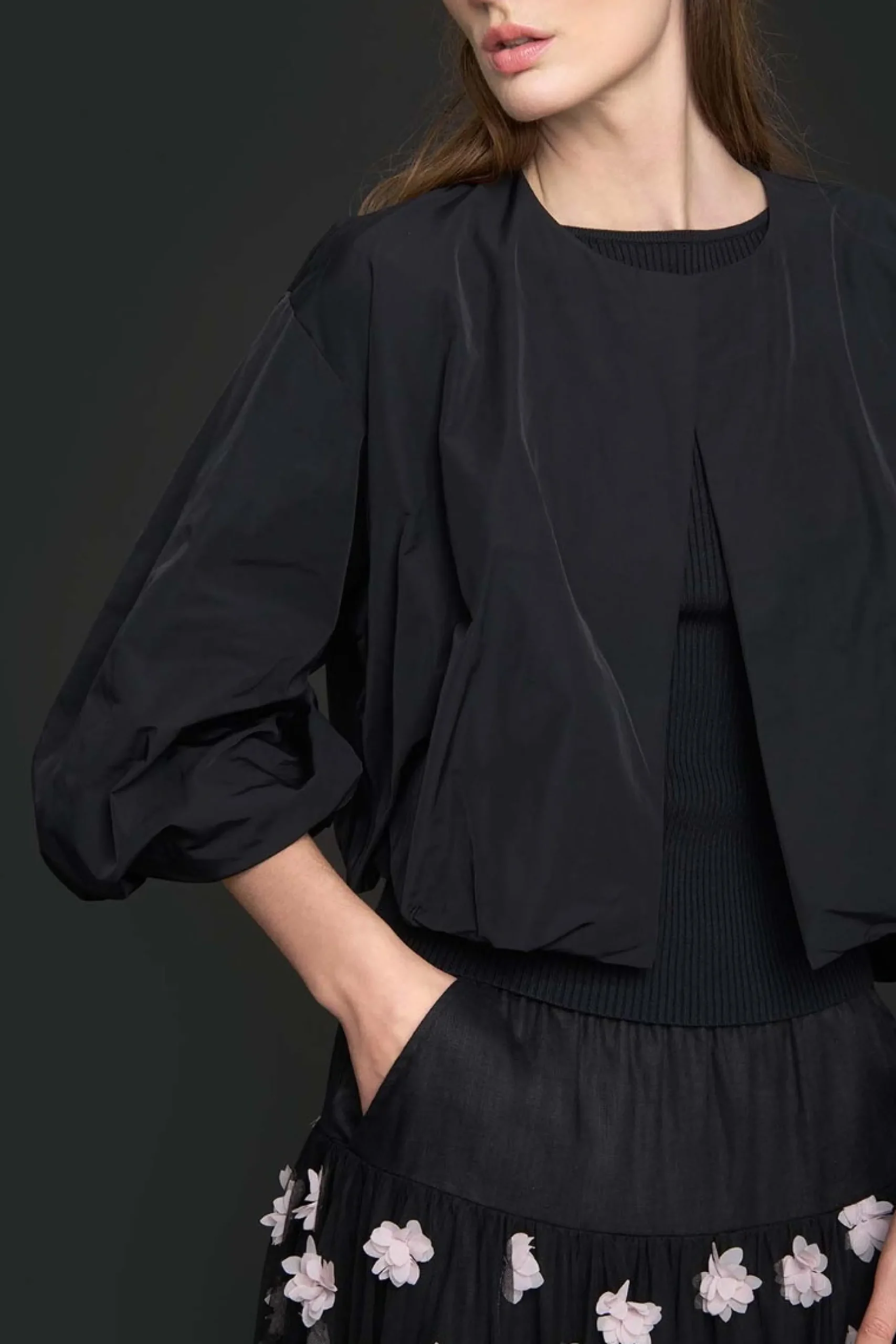 Jakker & Blazere<BITTE KAI RAND Fukkura poplin kort jakke BLACK
