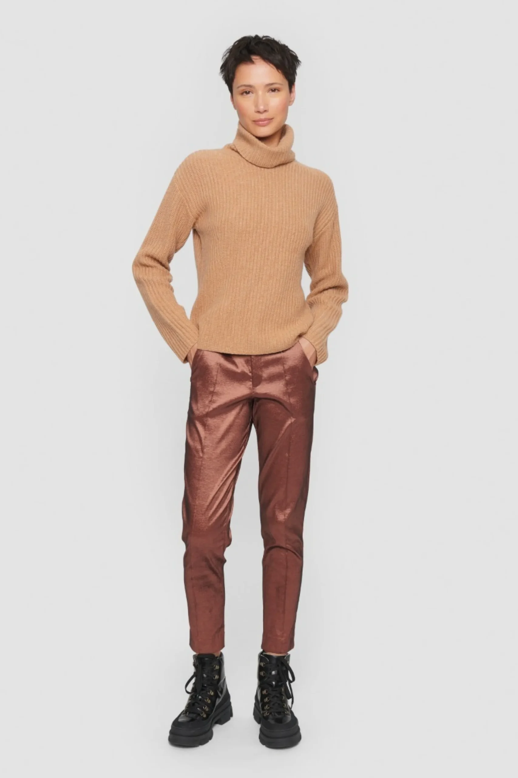 Bluser | Strik<BITTE KAI RAND Gamine knit højhalset bluse GREYMELANGE