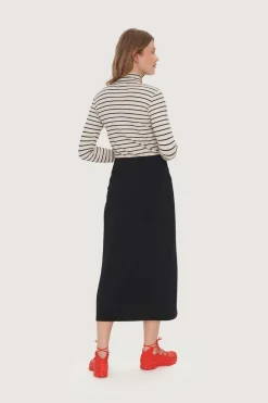 Bluser<BITTE KAI RAND Globe stripe højhalset bluse BLACK/IVORYSTRIPE