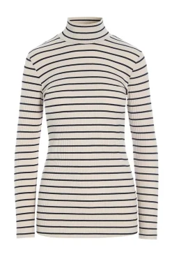 Bluser<BITTE KAI RAND Globe stripe højhalset bluse BLACK/IVORYSTRIPE