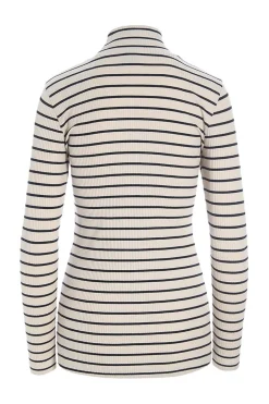 Bluser<BITTE KAI RAND Globe stripe højhalset bluse BLACK/IVORYSTRIPE