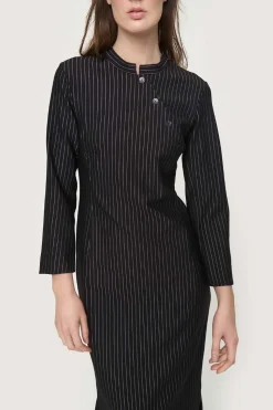 Kjoler<BITTE KAI RAND Pinstripe jersey lang kjole BLACKPINSTRIPE