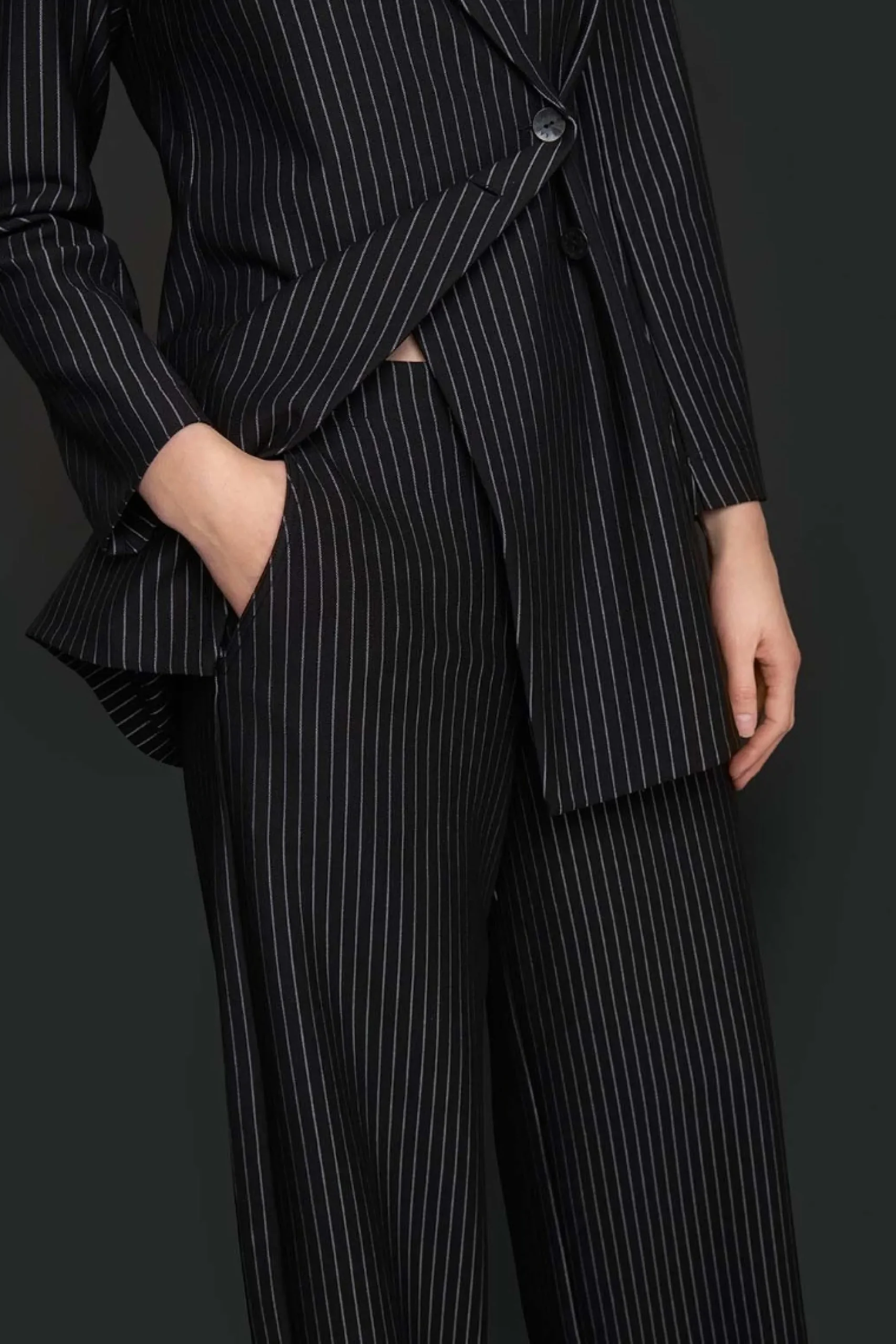 Bukser | Bukser<BITTE KAI RAND Pinstripe jersey vide bukser BLACKPINSTRIPE