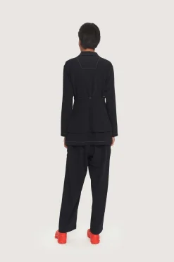 Jakker & Blazere<BITTE KAI RAND Tokyo twill jakke med bælte BLACK