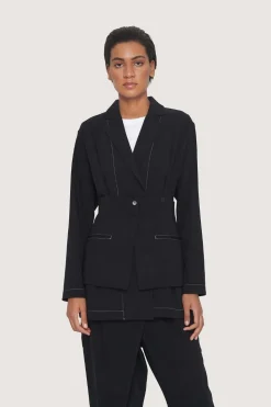 Jakker & Blazere<BITTE KAI RAND Tokyo twill jakke med bælte BLACK