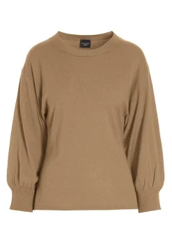 Bluser | Strik<BITTE KAI RAND Wakasu wool blend bluse med 3/4 ærme CARAMEL